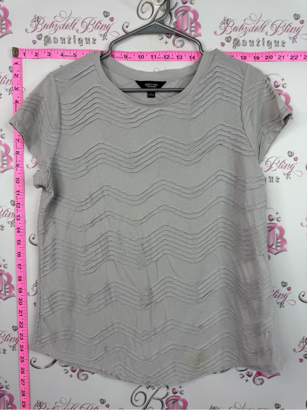 Simply Vera Vera Wang Short Sleeve Wave Textured Tee - Light Gray
